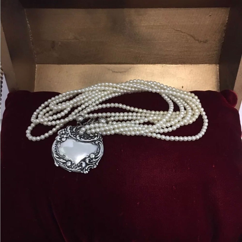 Vintage Foree Hunsicker Sterling 925 Faux Pearl Necklace 20”Length